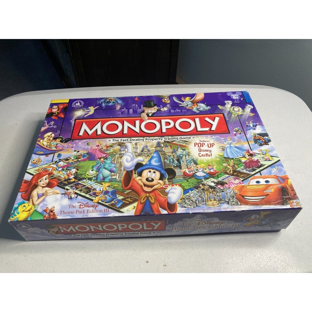 Monopoly Disney Theme Park Edition III with Pop Up Castle Game Complete Walt
